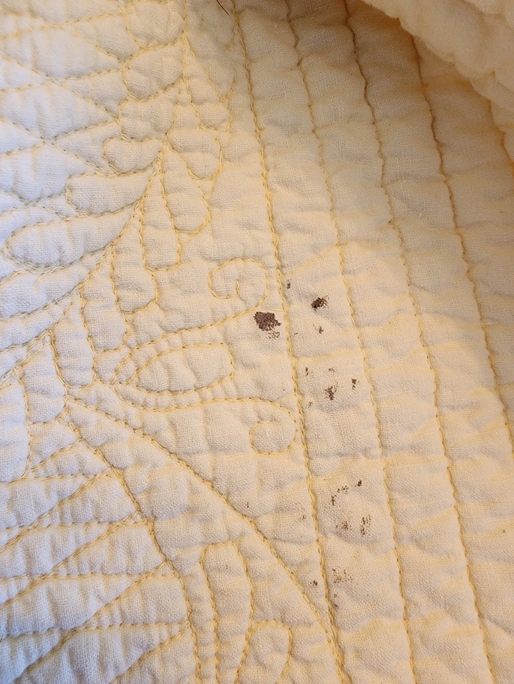 Pottery Barn Hanna Quilt Buttercup Size Full/queen Cotton Linen Medallion Print